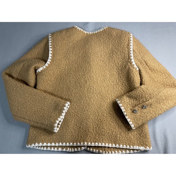 Bagatelle Collection Tan Boucle Whipstitch Jacket Silver Knot Buttons 85636 XS - Picture 10 of 10